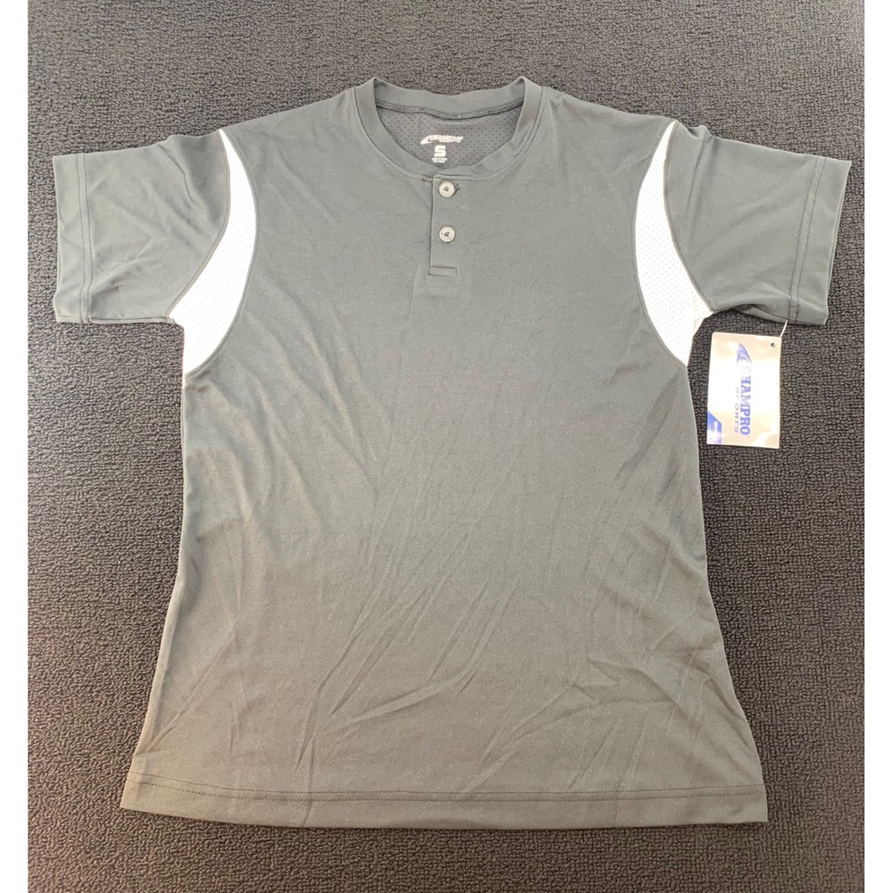 CHAMPPRO SPORTS‎ DRI GEAR Women's Henley T-Shirt black Short Sleeve Size S